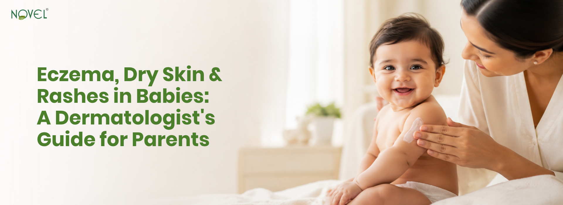 Baby with dry patch of skin, dermatologist's guide to baby eczema and rashes