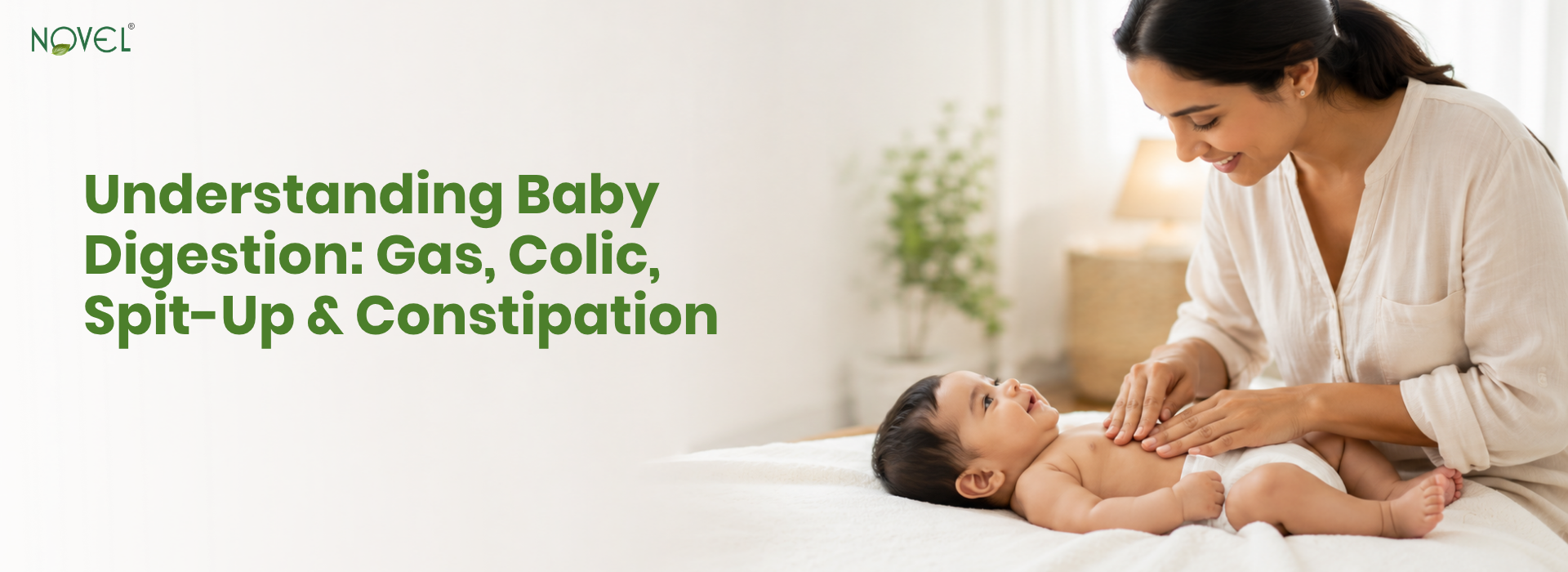 Parent soothing a baby, understanding baby gas, colic, spit-up and constipation