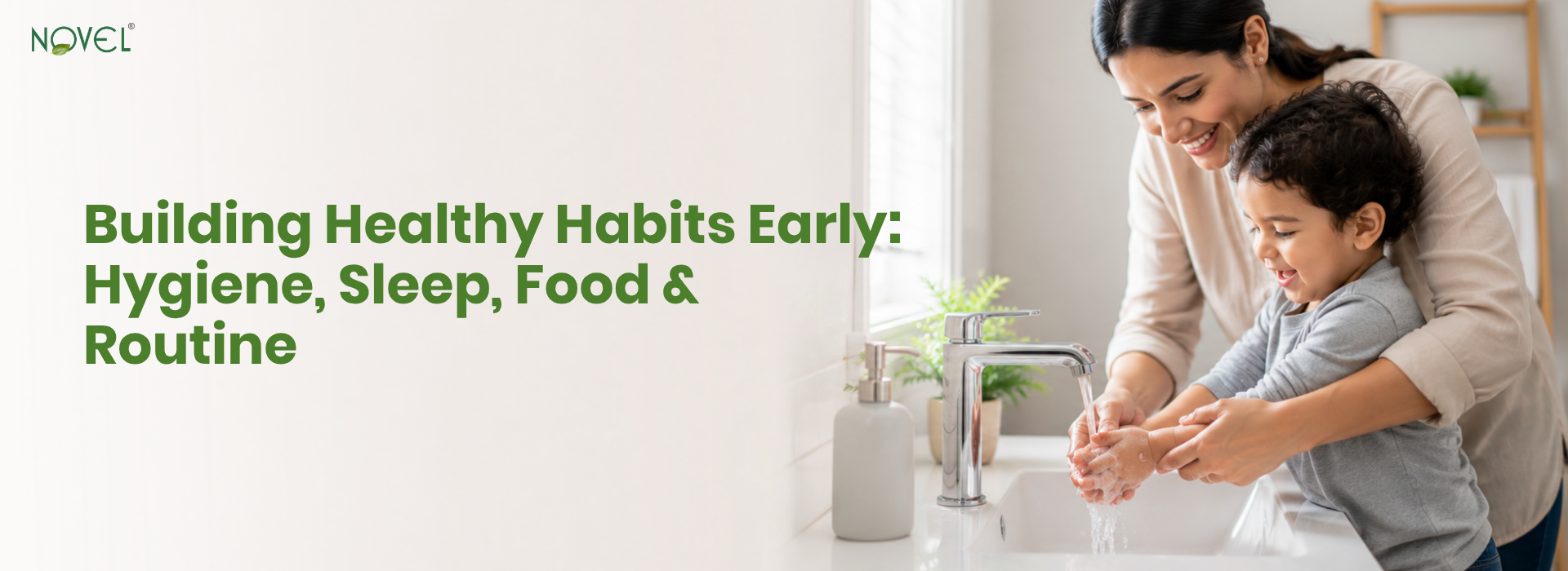 Baby in a daily routine, building healthy hygiene, sleep and food habits early