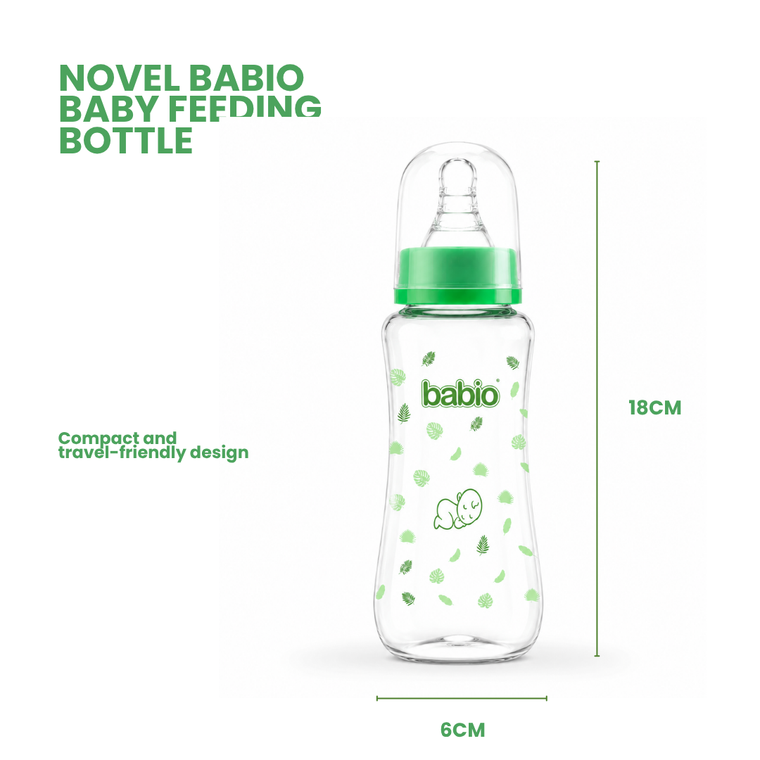Novel Babio Baby Feeding Bottle | 250ml (Pack of 2) – BPA-Free, Anti-Colic Design for Comfortable Feeding | Soft Silicone Nipple, Easy Grip & Leakproof | Safe & Durable for Daily Use