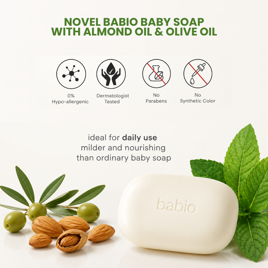 Novel Babio Baby Soap – Almond & Olive Oil | 75g | Buy 3 Get 1 Free