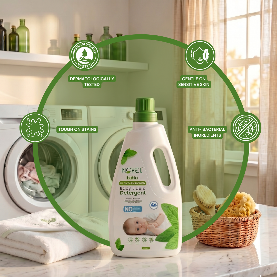 Novel Babio Baby Liquid Detergent – Plant-Enriched | 1000ml | Buy 1 Get 1 Free