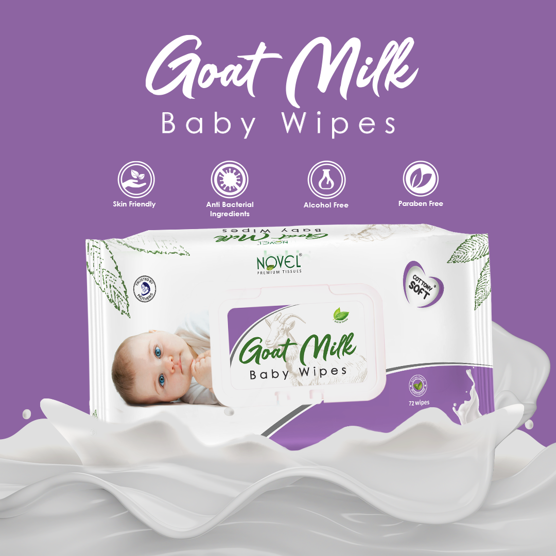Babio Premium Goat Milk Baby Wipes Lid Pack | Deeply Moisturizing & Gentle – 72 Wipes (Pack of 3