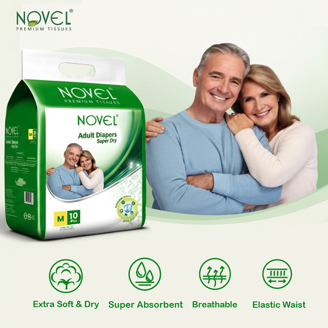 Novel Adult Diaper Super Dry – Wrap Style  | Unisex |  Size M
