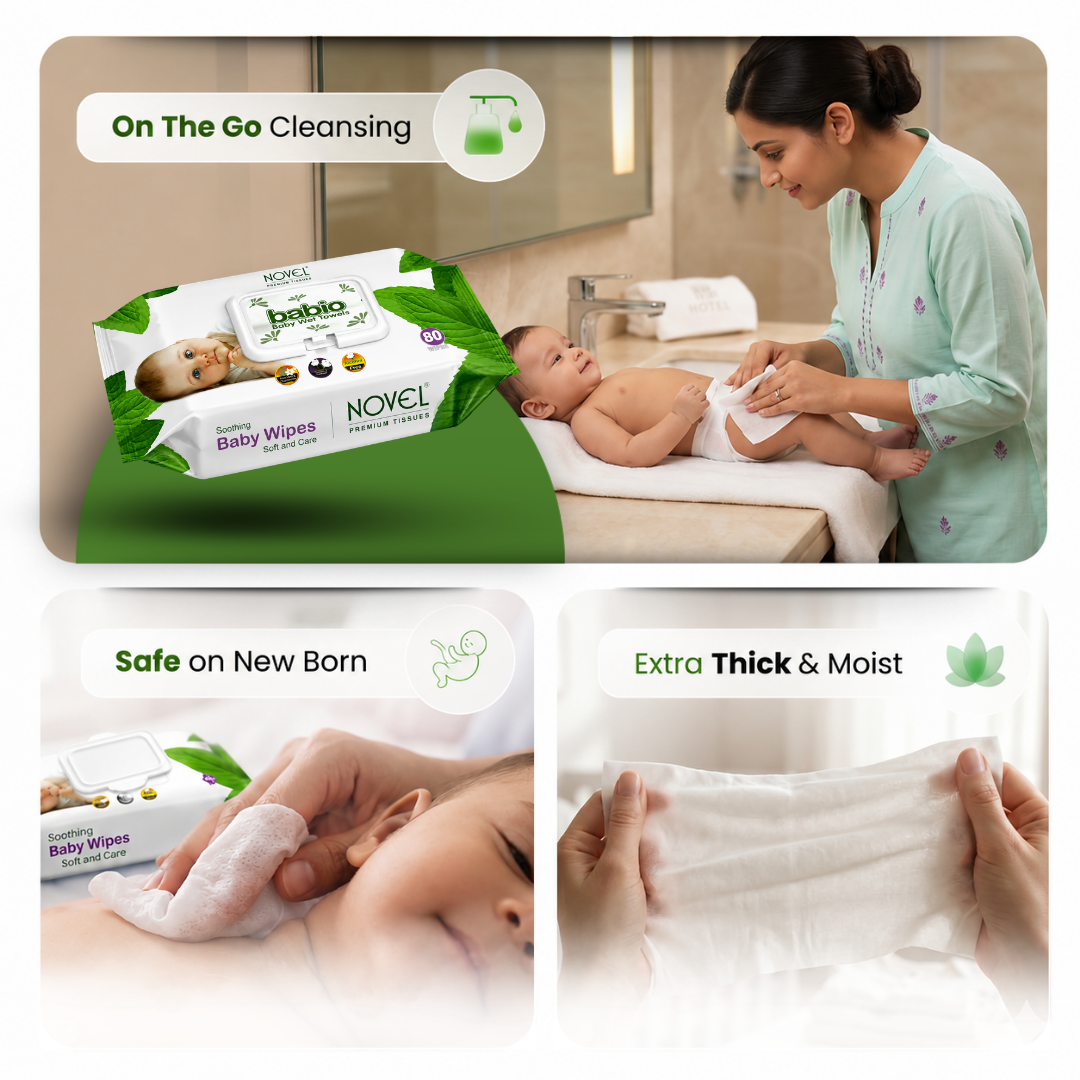 Novel Babio Aloe Vera & Chamomile Baby Wipes | 72 Wipes | Buy 3 Get 3 Free