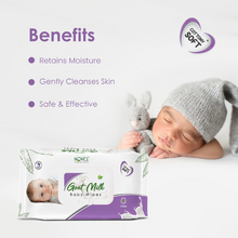 Babio Premium Goat Milk Baby Wipes Lid Pack | Deeply Moisturizing & Gentle – 72 Wipes (Pack of 6 )