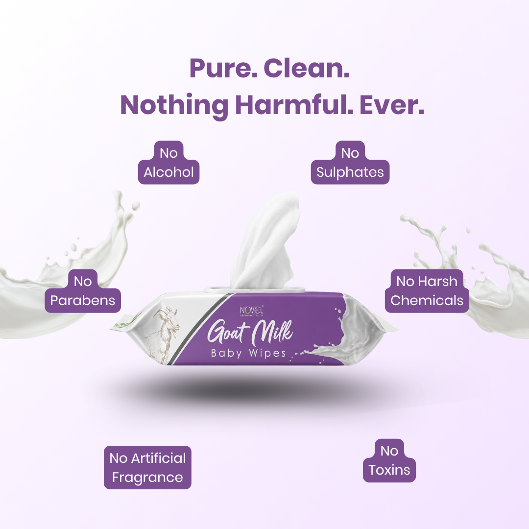 Novel Babio Goat Milk Wipes – India's First | 72 Wipes | Buy 3 Get 3 Free