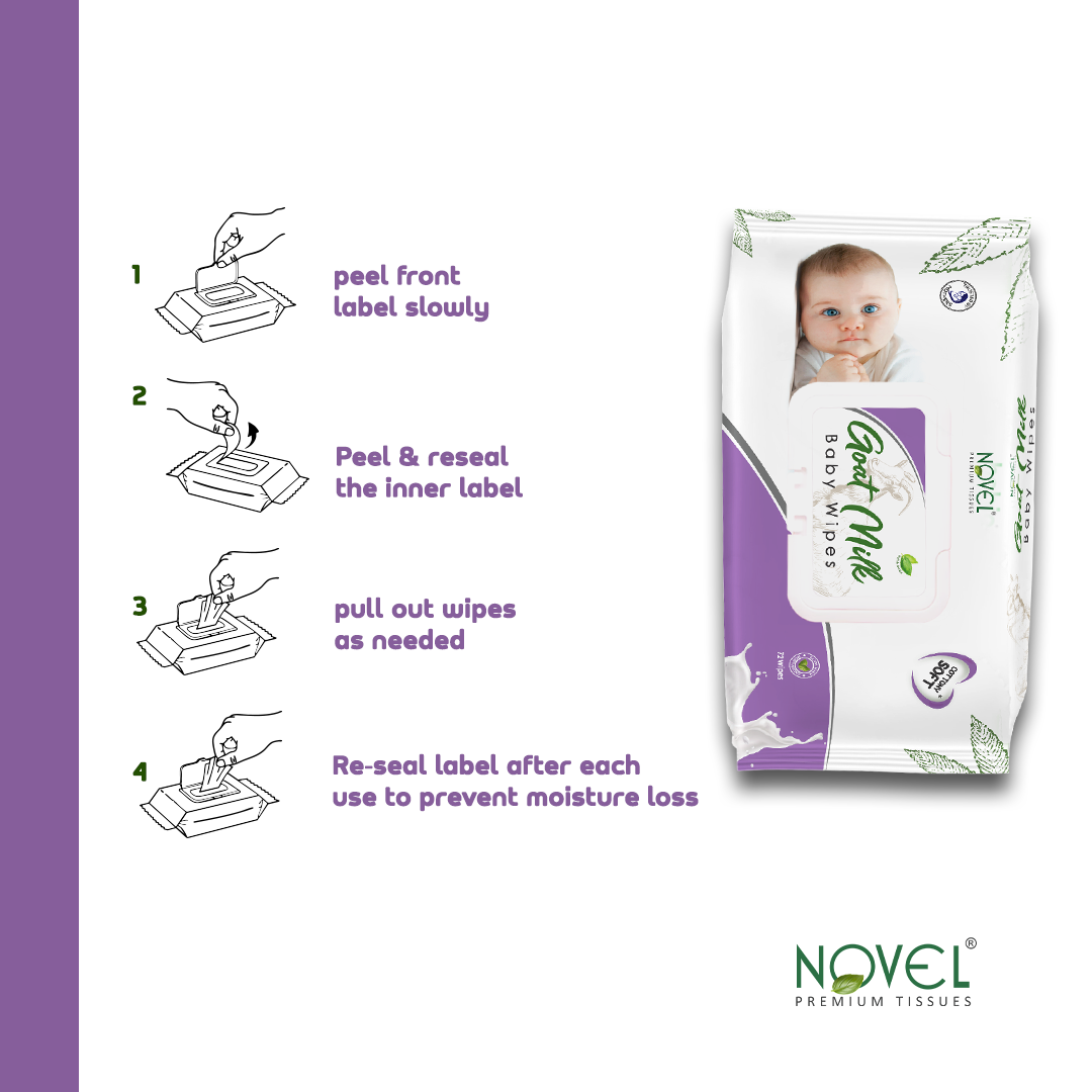 Babio Premium Goat Milk Baby Wipes Lid Pack | Deeply Moisturizing & Gentle – 72 Wipes (Pack of 3