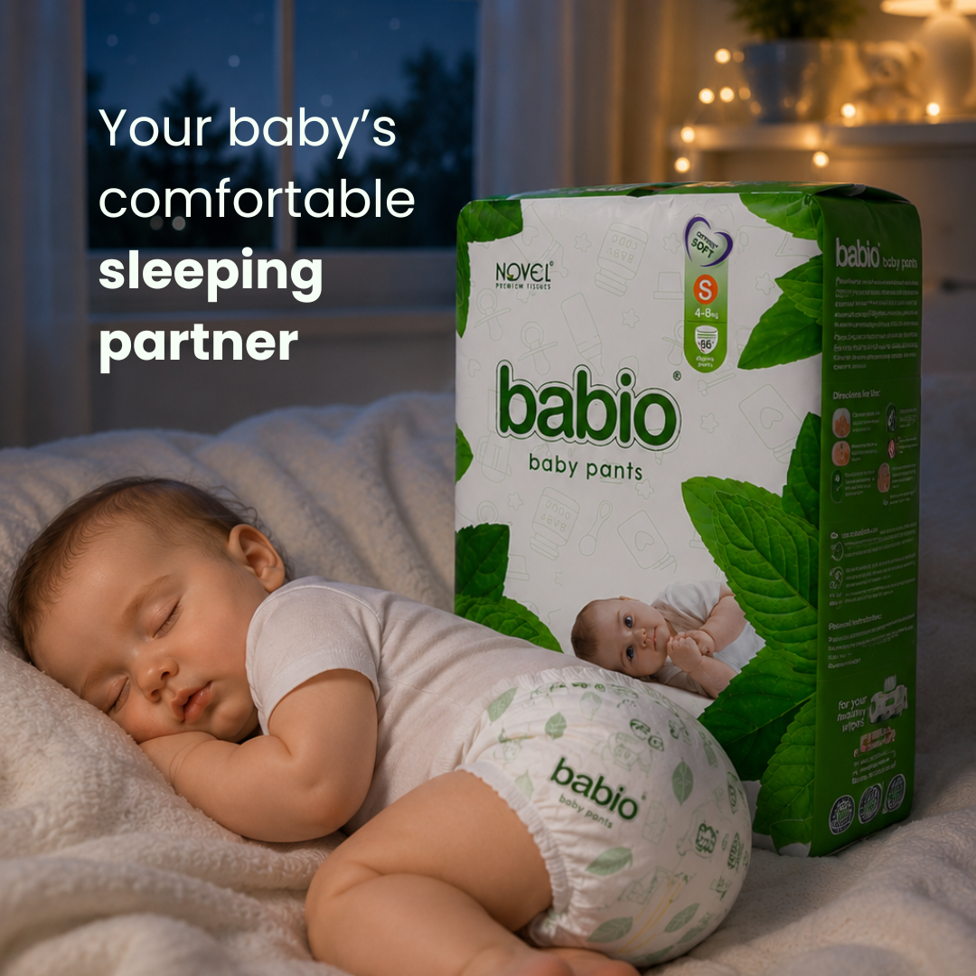 Novel Babio Baby Diaper Pants Size L (9–14 kg) | 42 Pants, Up to 10 Hrs Dry