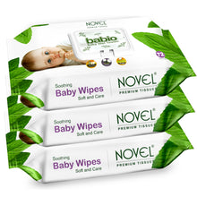 Babio Soft Cleansing Baby Wipes Lid Pack | Contains Aloe Vera & Chamomile Oil -72 Wipes pack of 3