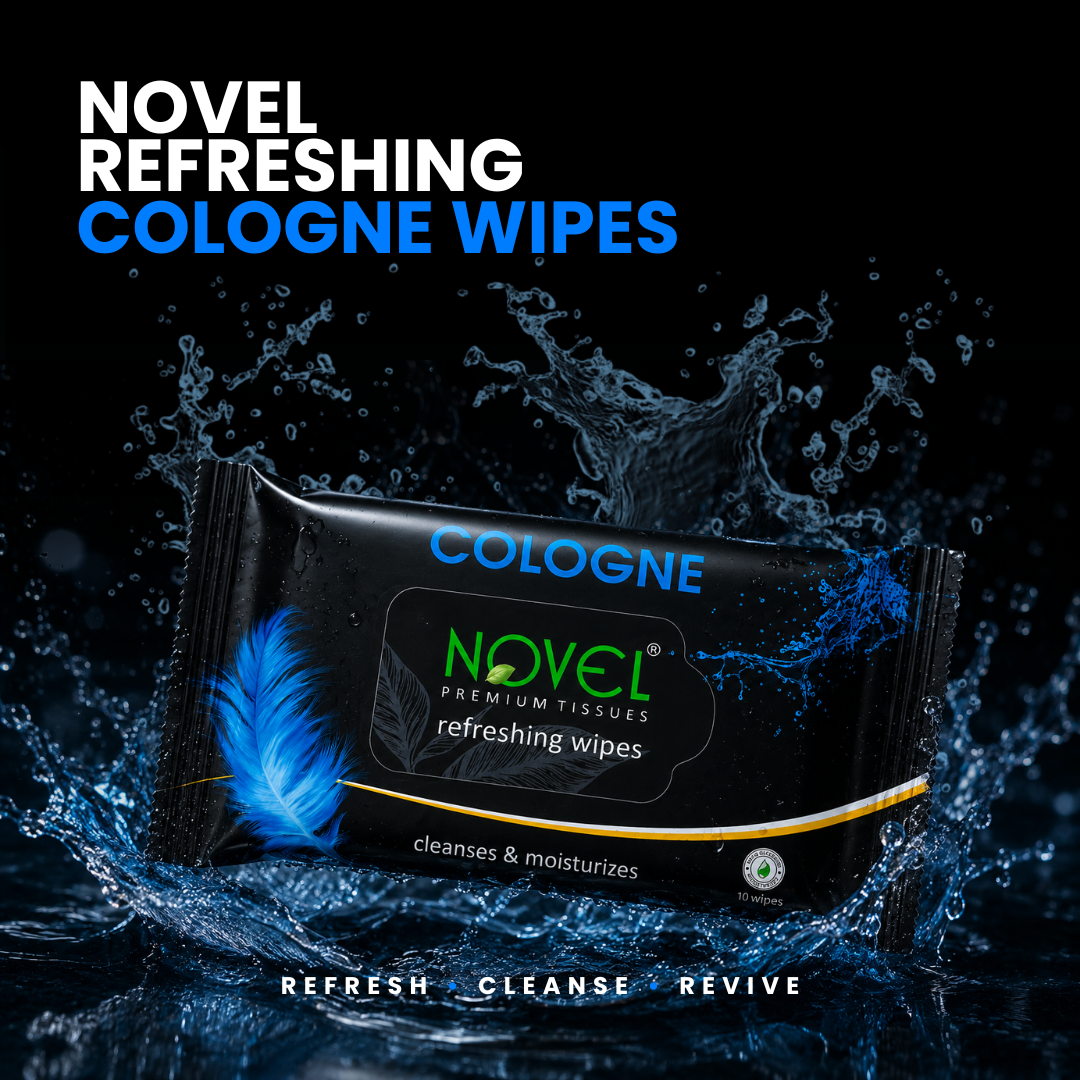 Novel Refreshing Wet Wipes | Alcohol-Free, Aqua Glycerine with Cologne Fragrance | 25 Wipes (Pack of 5) – Deep Facial Cleansing with Odour Control for Fresh-Looking Skin | For Daily Facial Use | Buy 5 Get 5