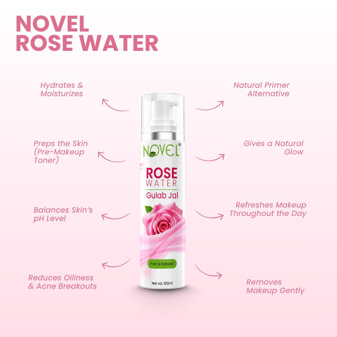 Novel Rose Water (Gulab Jal) – 100% Pure | 100ml (Pack of 3)