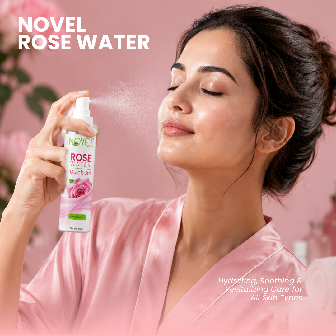 Novel Rose Water | Gulab Jal | 100% Pure & Natural | 100 ml (Pack of 3) – Refreshing Facial Toner & Skin Care Mist | Hydrating, Soothing & Revitalizing Care for All Skin Types