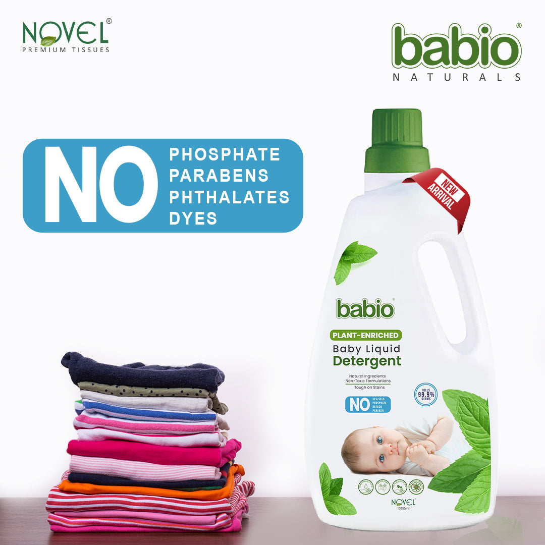 Novel Babio Baby Liquid Detergent | Plant Enriched | 1000ml | Buy 1 Get 1