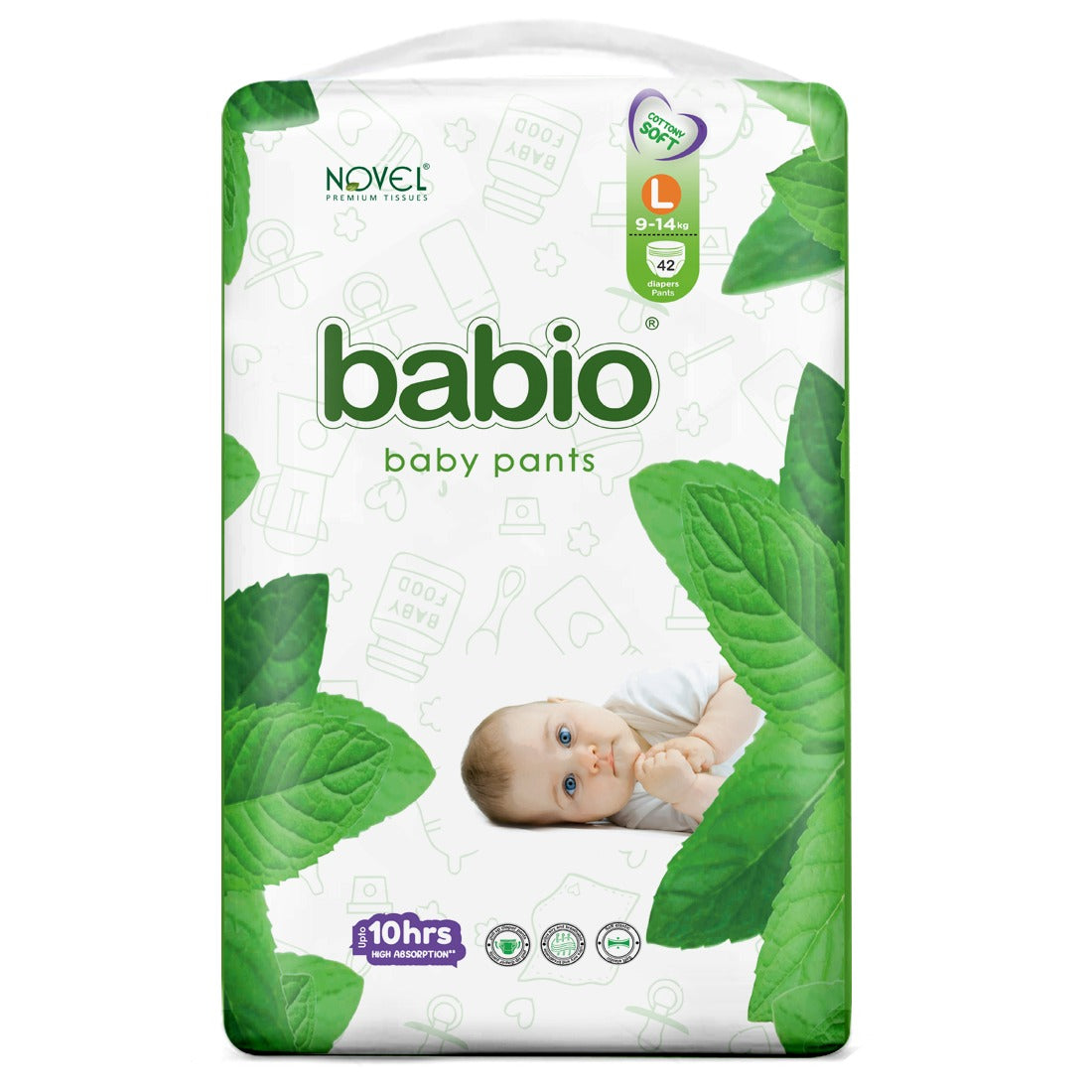 Novel Babio Baby Diaper Pants – Size L (42 Pieces)