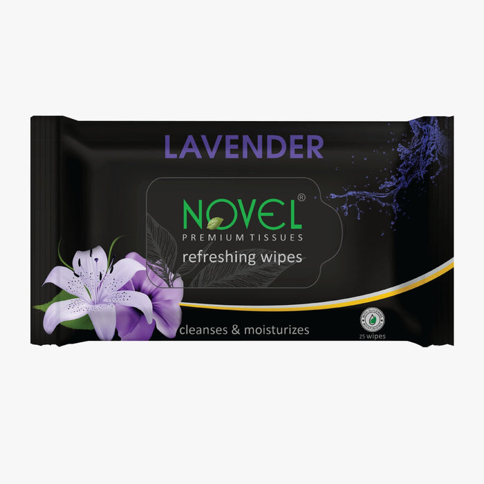 Novel Refreshing Wet Wipes | Alcohol-Free, Aqua Glycerine with Lavender Fragrance