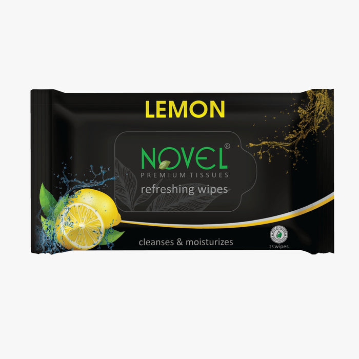 Novel Refreshing Wet Wipes | Alcohol-Free, Aqua Glycerine with Lemon Fragrance