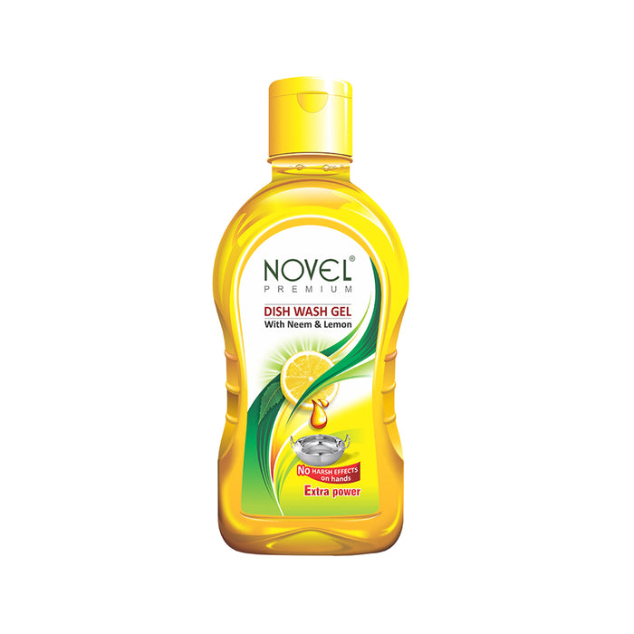Novel Premium Dish Wash Gel with Neem and Lemon – tough on grease, gentle on hands with extra cleaning power