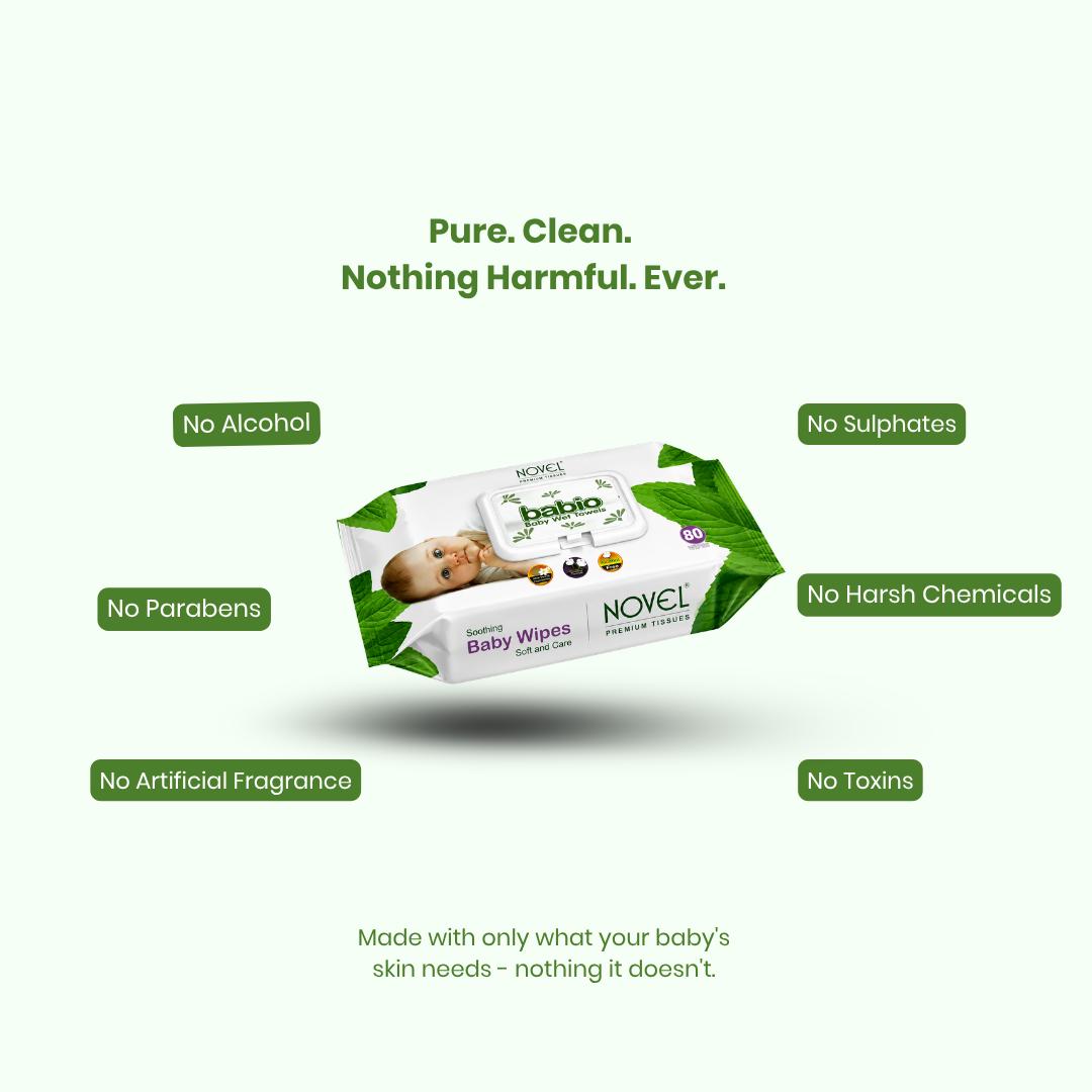Novel Babio Aloe Vera & Chamomile Baby Wipes | 72 Wipes | Buy 3 Get 3 Free