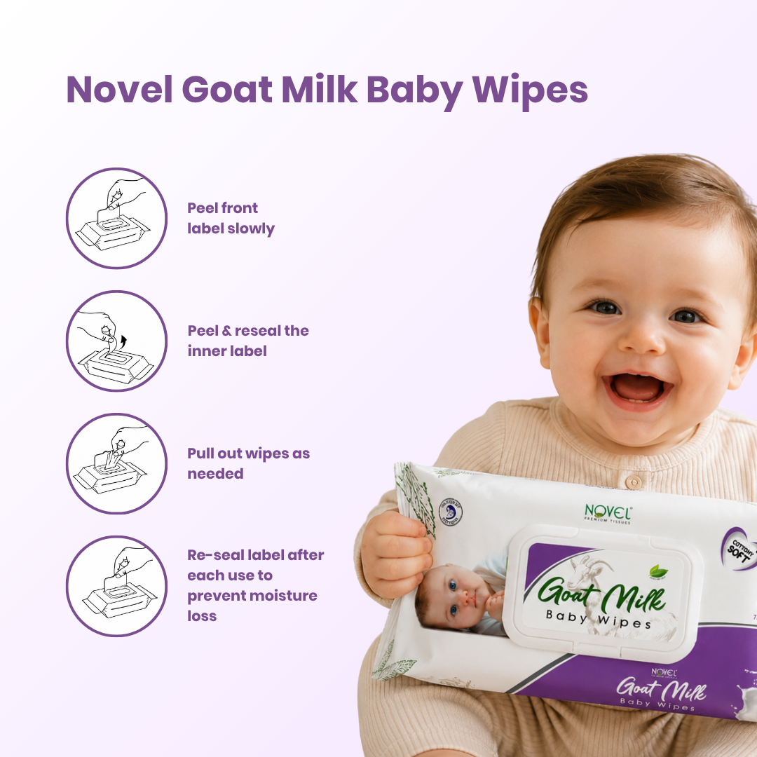Novel Babio Goat Milk Wipes – India's First | 72 Wipes | Buy 3 Get 3 Free