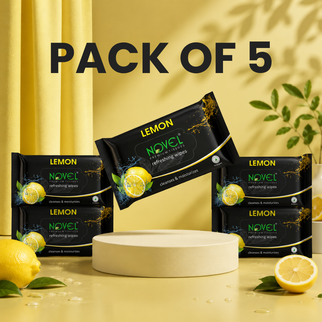 Novel Refreshing Wet Wipes – Lemon | 25 Wipes | Pack of 5