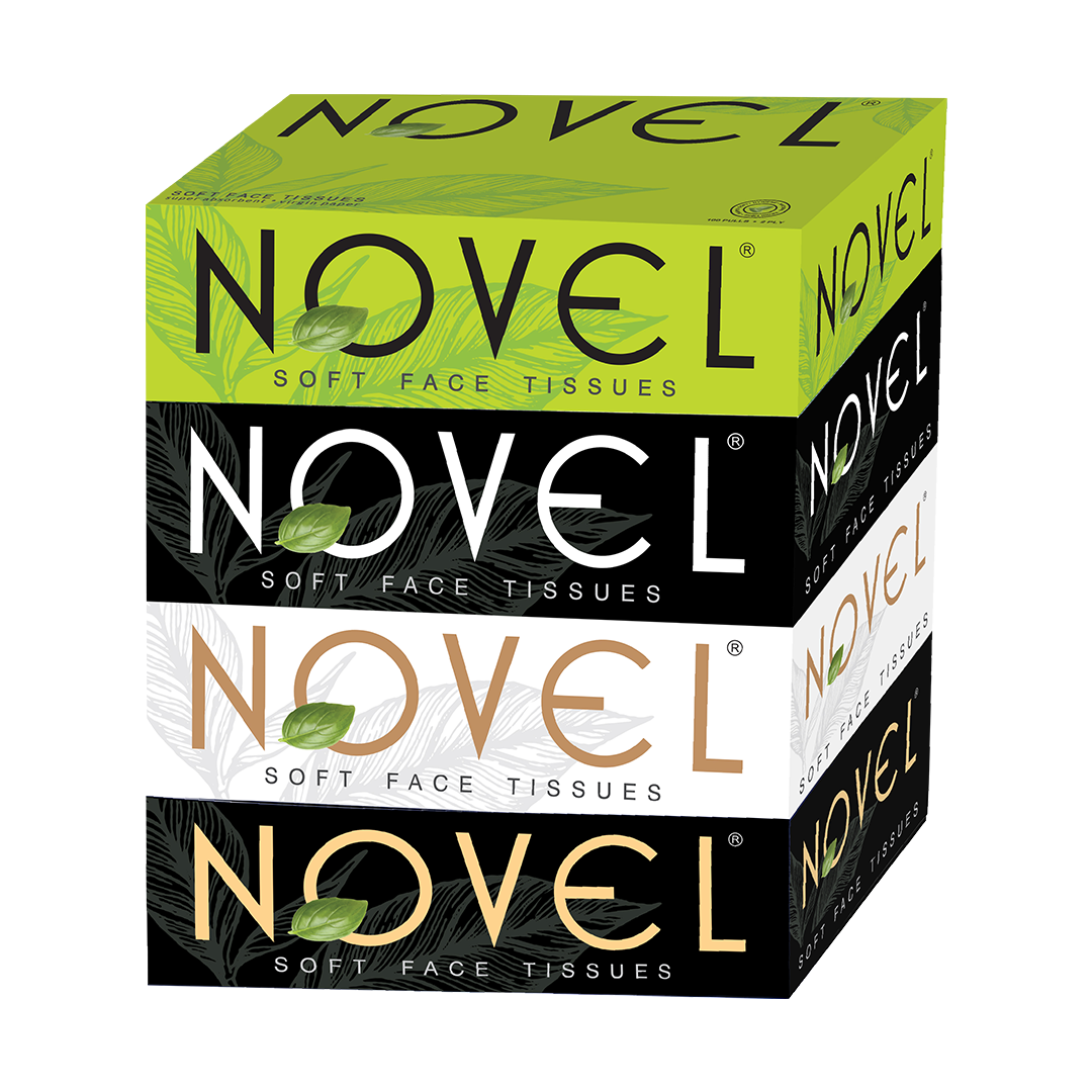 Novel Soft Facial Tissues 2-Ply | Soft Touch, Strong & Convenient Pack (Pack of 4)