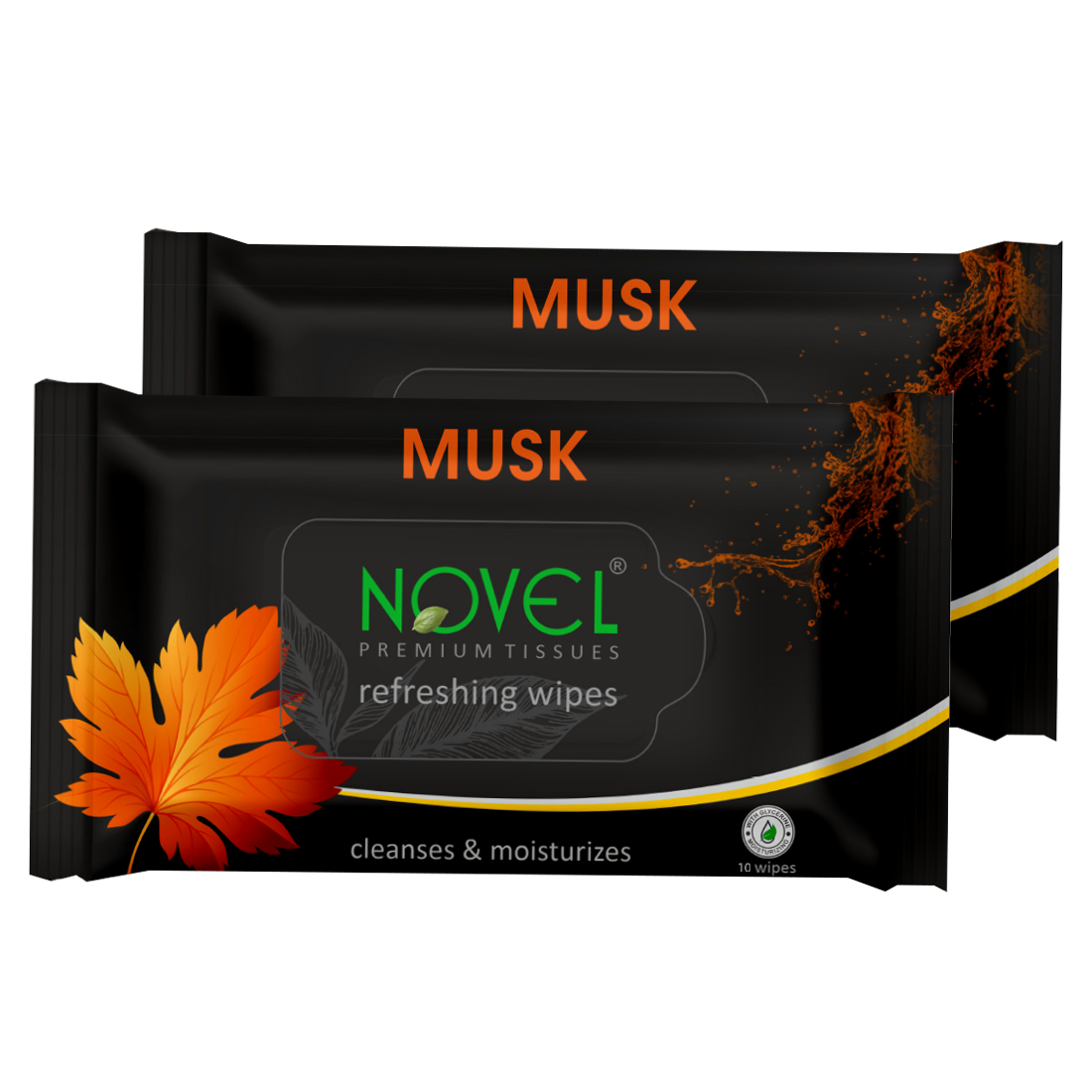 Novel Refreshing Wet Wipes | Alcohol-Free, Aqua Glycerine with Musk Fragrance | 25 Wipes (Pack of 2)