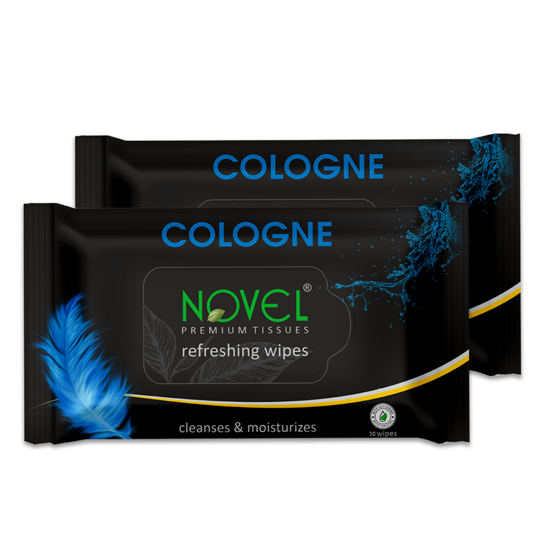 Novel Refreshing Wet Wipes | Alcohol-Free, Aqua Glycerine with Cologne Fragrance | 25 Wipes (Pack of 2)