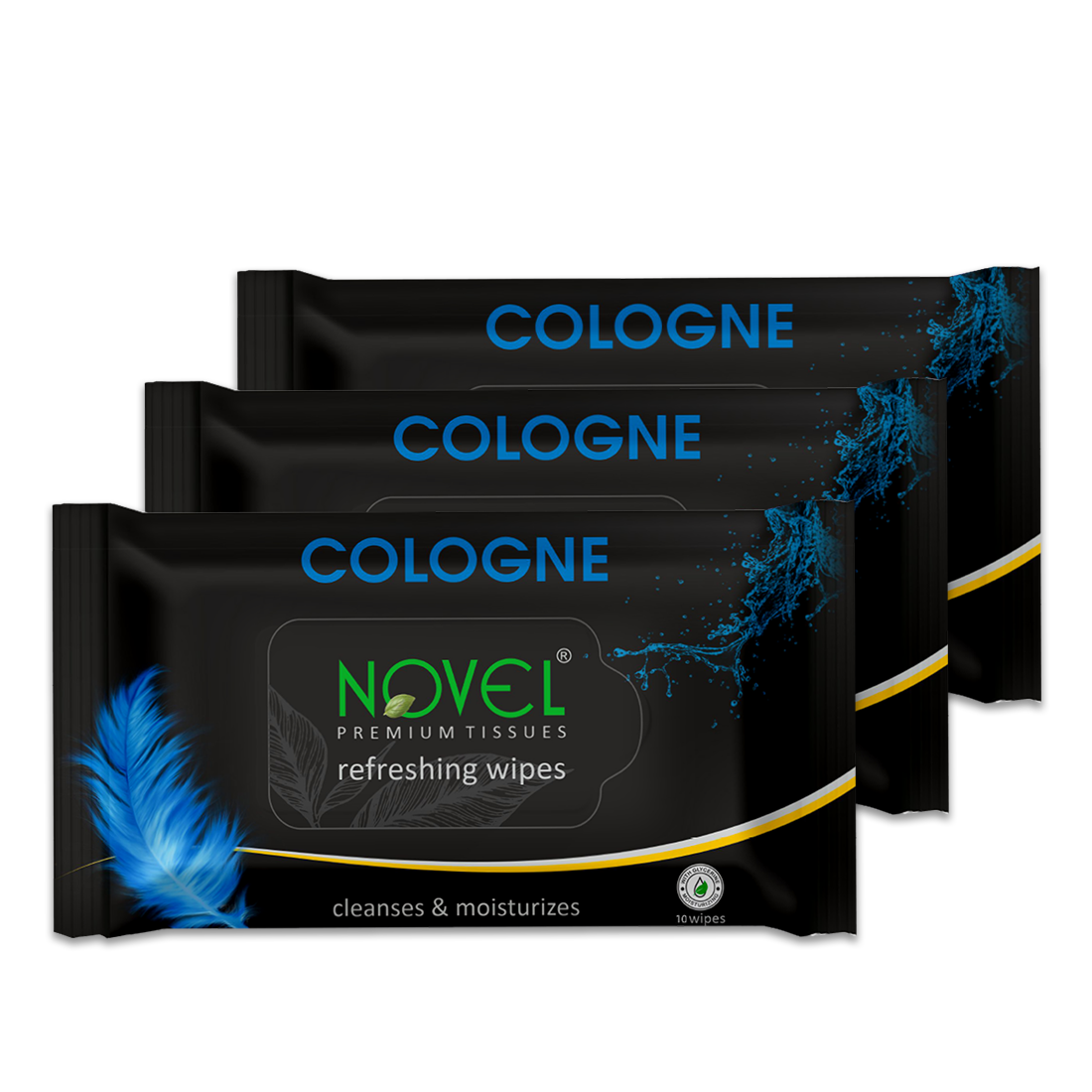 Novel Refreshing Wet Wipes | Alcohol-Free, Aqua Glycerine with Cologne Fragrance | 25 Wipes (Pack of 3)