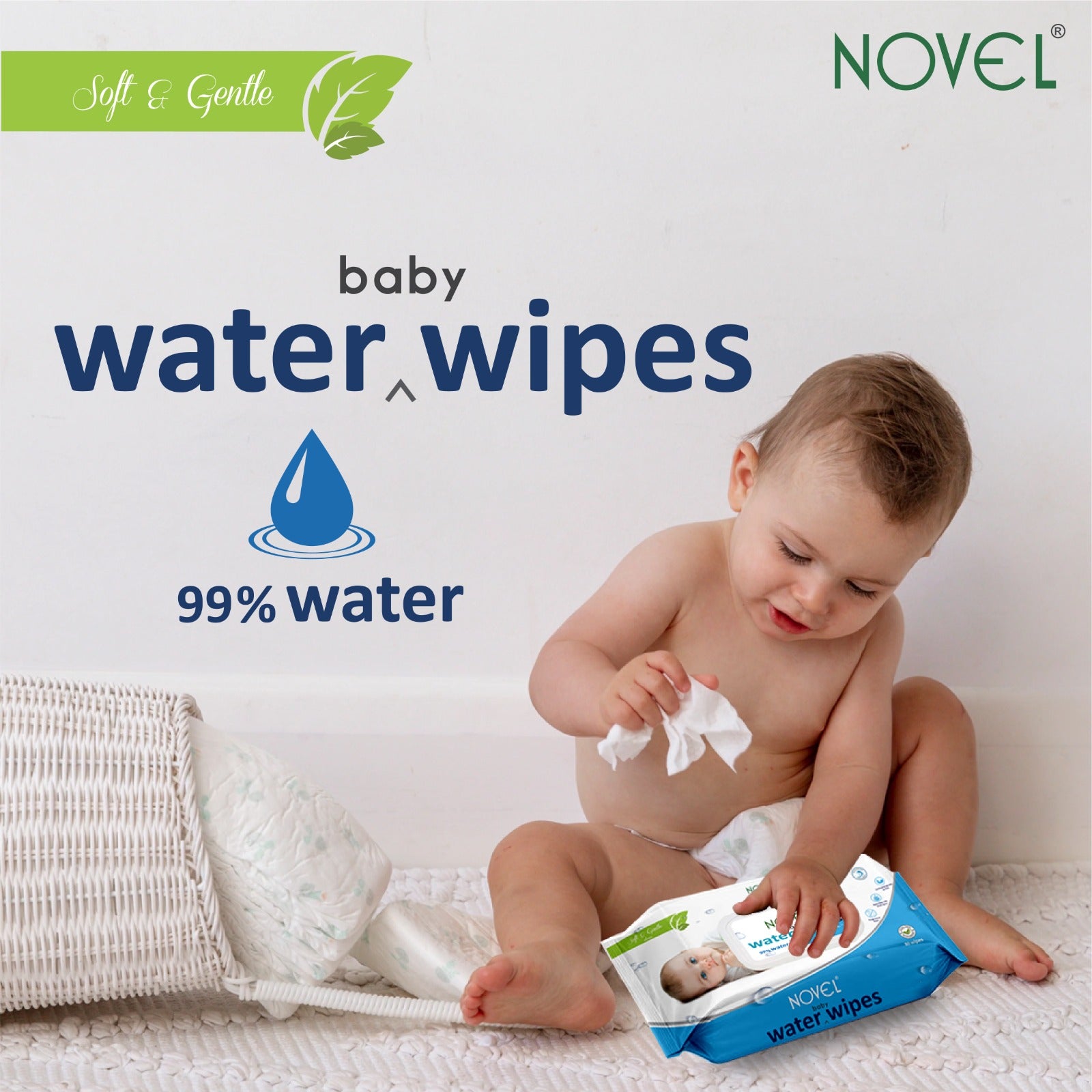 Babio Premium Baby Water Wipes Lid Pack | Deeply Moisturizing & Gentle – 72 Wipes (Pack of 2)