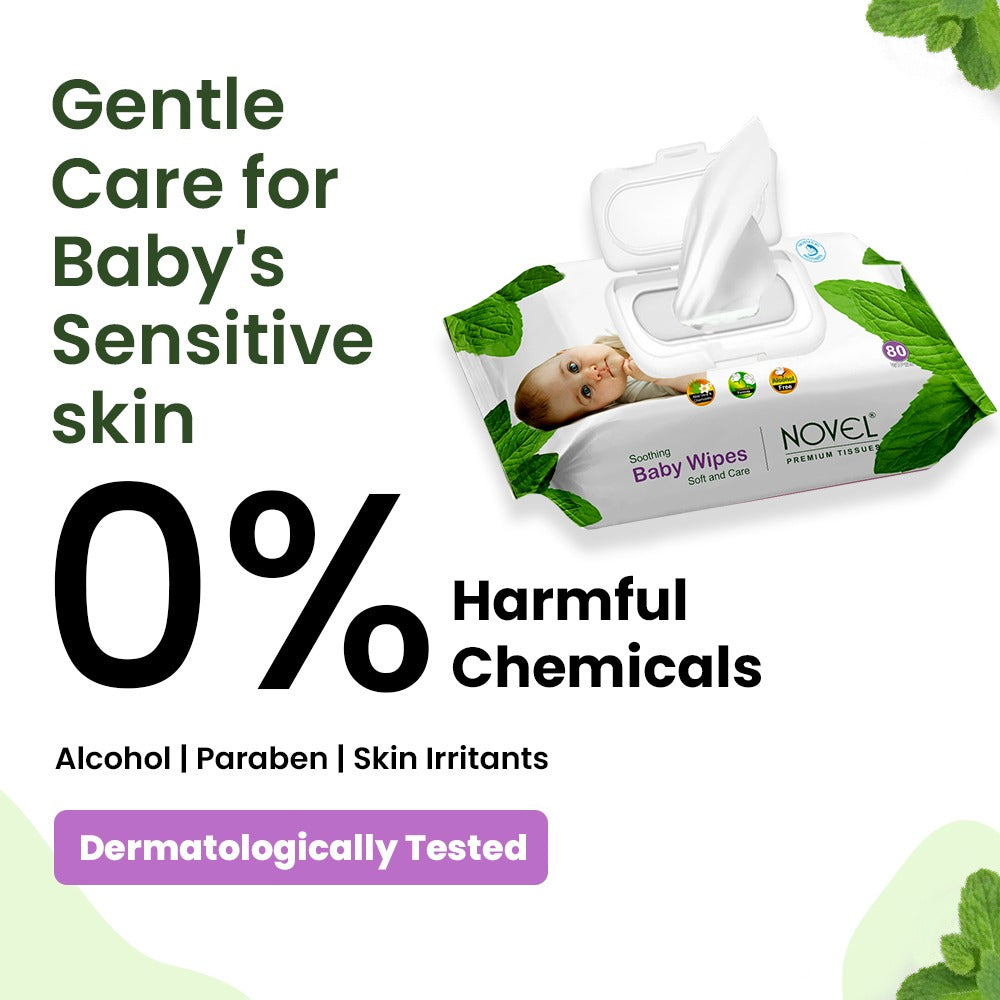 Babio Soft Cleansing Baby Wipes Lid Pack | Contains Aloe Vera & Chamomile Oil -80 Wipes pack of 3
