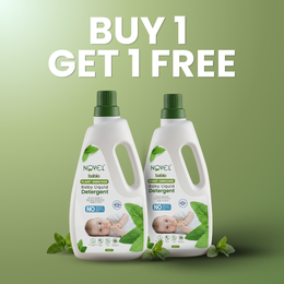 Novel Babio Baby Liquid Detergent | Plant Enriched | 1000ml – Gentle & Effective Care for Baby Clothes | Tough on Stains, Soft on Fabric & Skin | Suitable for Hand & Machine Wash | Buy 1 Get 1