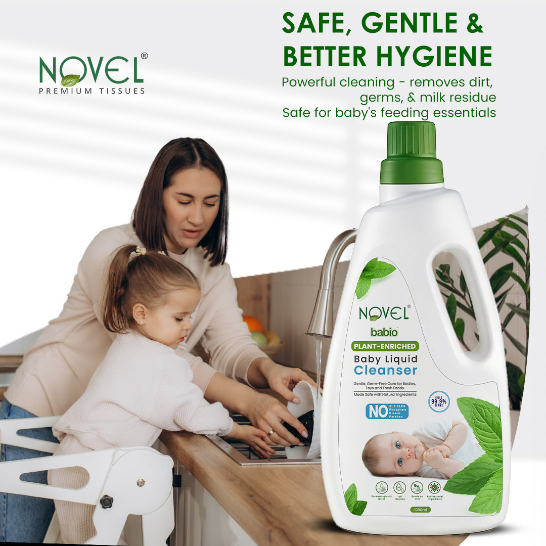 Novel Babio Baby Liquid Cleanser | Plant Enriched | 1000ml | Buy 1 Get 1