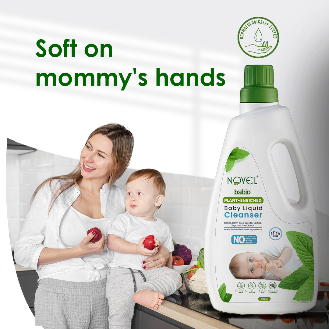 Novel Babio Baby Liquid Cleanser | Plant Enriched | 1000ml | Buy 1 Get 1