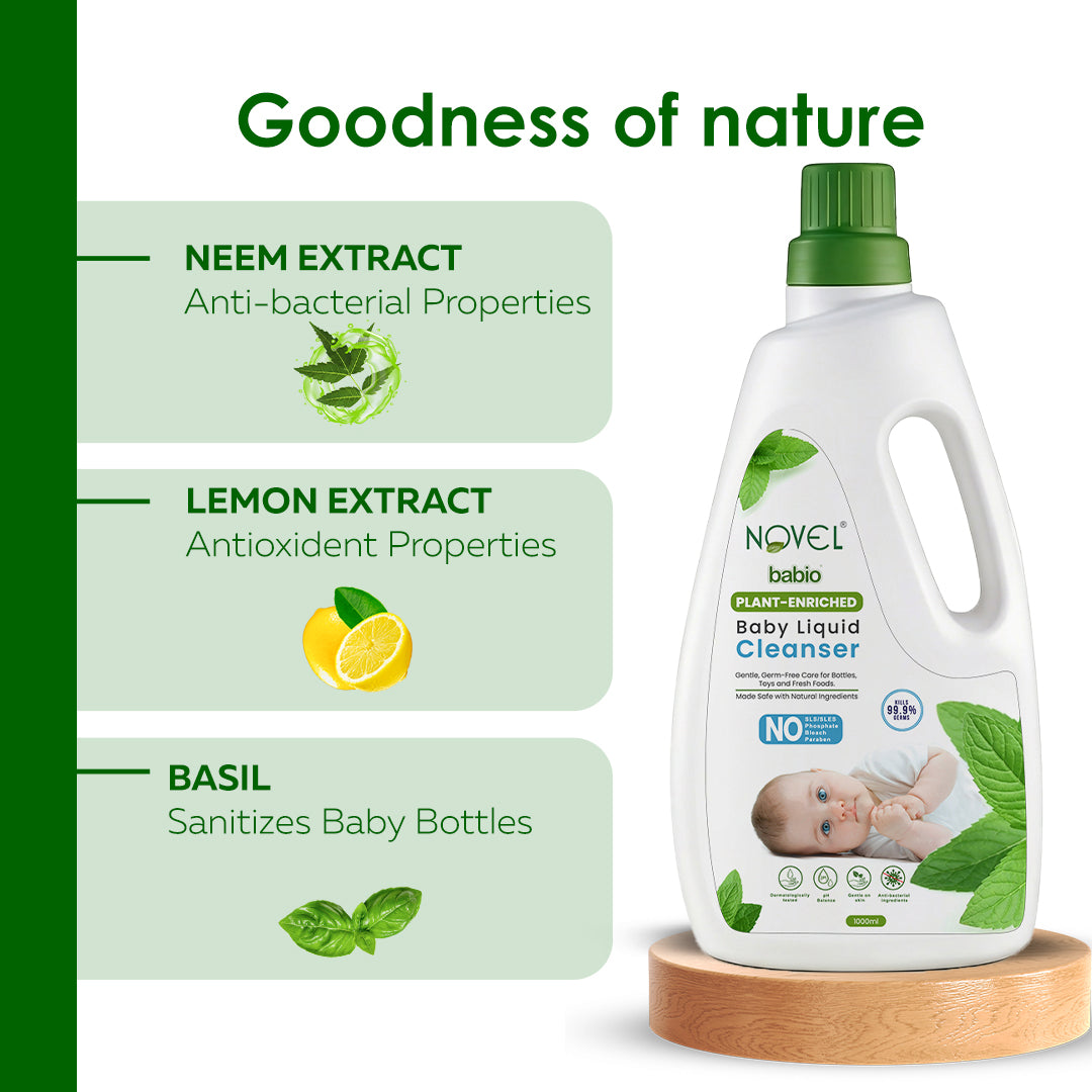 Novel Babio Baby Liquid Cleanser | Plant Enriched | 1000ml | Buy 1 Get 1