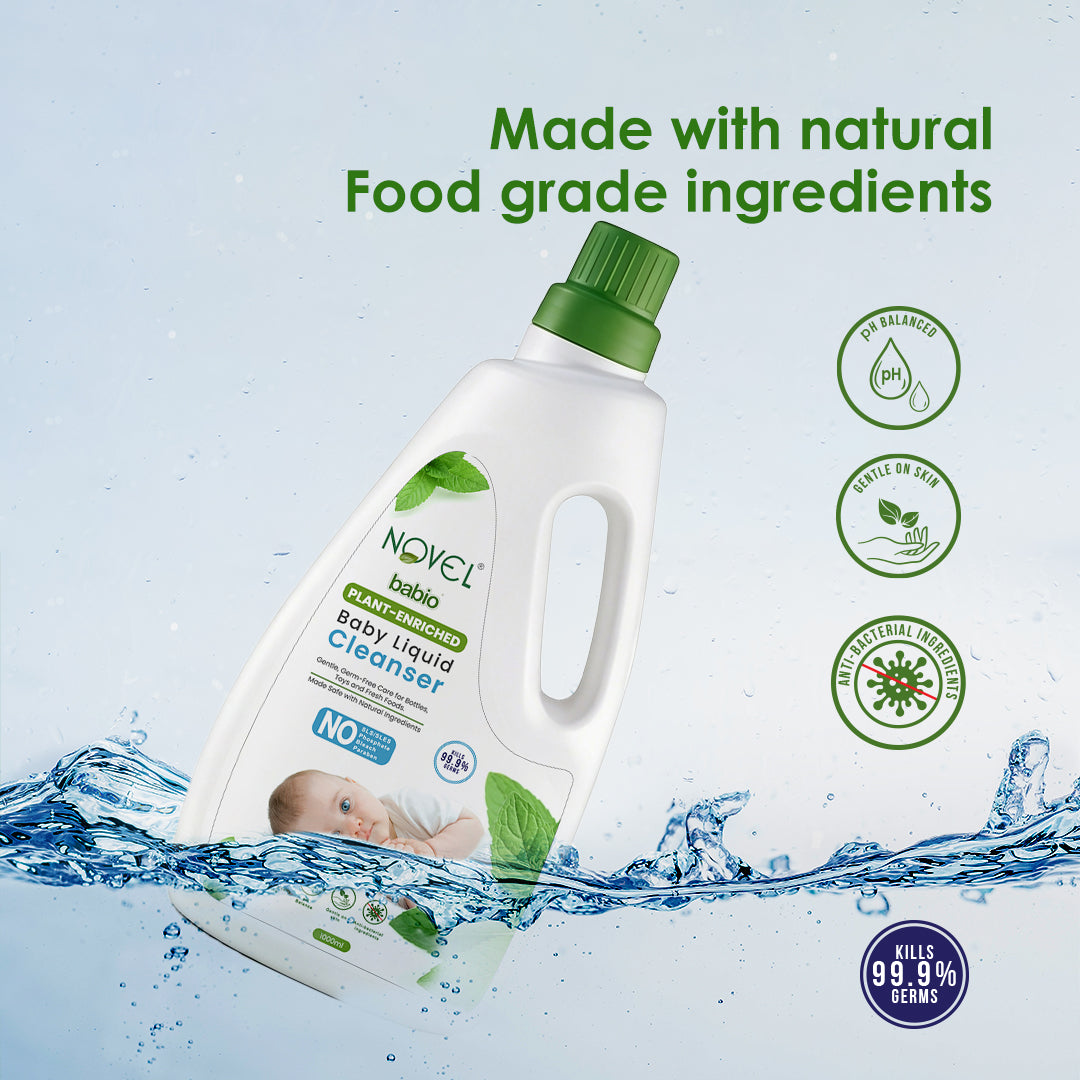 Novel Babio Baby Liquid Cleanser | Plant Enriched | 1000ml | Buy 1 Get 1