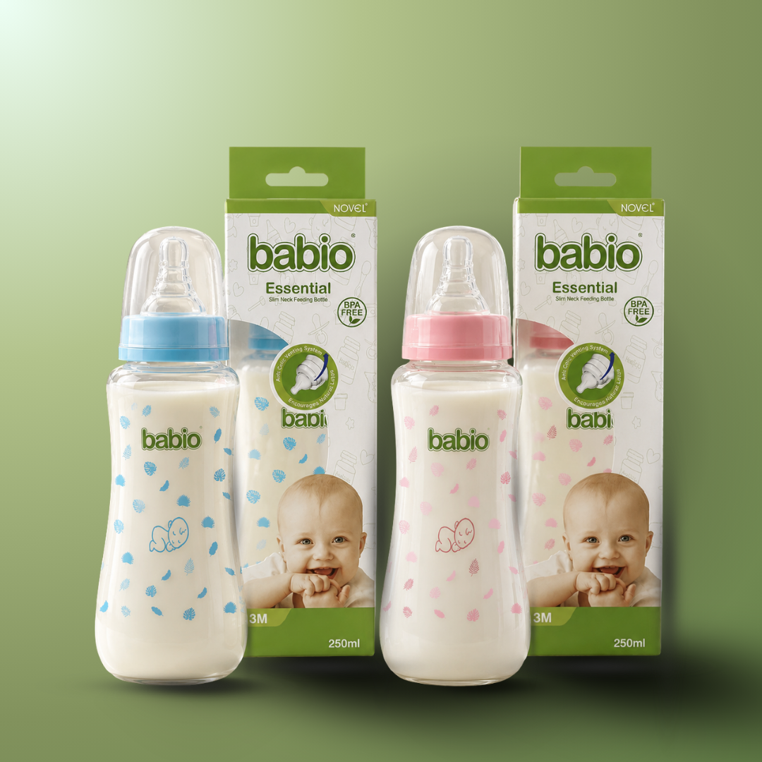 Novel Babio Baby Feeding Bottle | 250ml (Pack of 2) – BPA-Free, Anti-Colic Design for Comfortable Feeding | Soft Silicone Nipple, Easy Grip & Leakproof | Safe & Durable for Daily Use