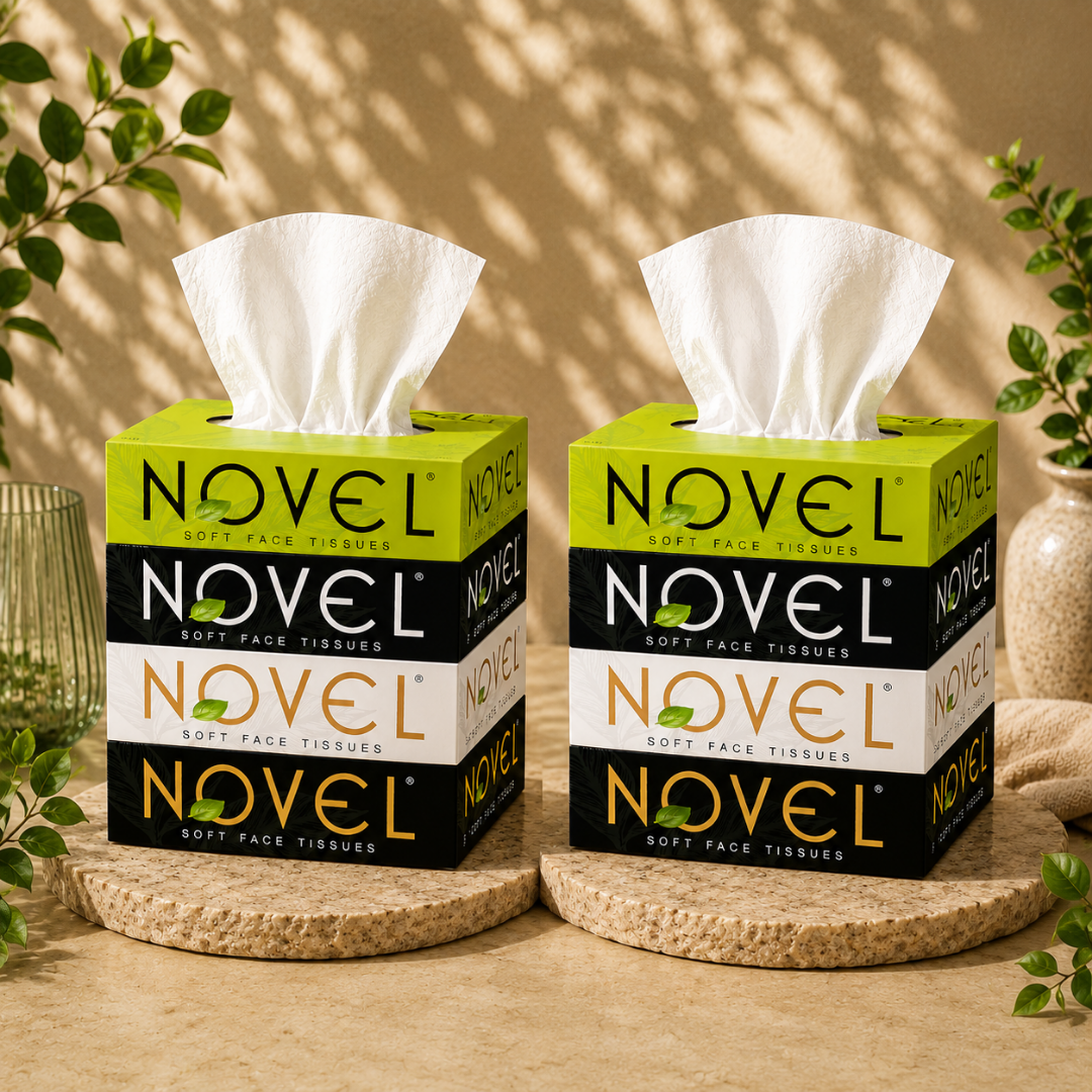 Novel Soft Facial Tissues | 2-Ply Soft Touch | 100 Pulls (Pack of 8) – Gentle Facial Care, Strong & Absorbent | Smooth & Comfortable Feel for Daily Use | Compact & Travel-Friendly Pack