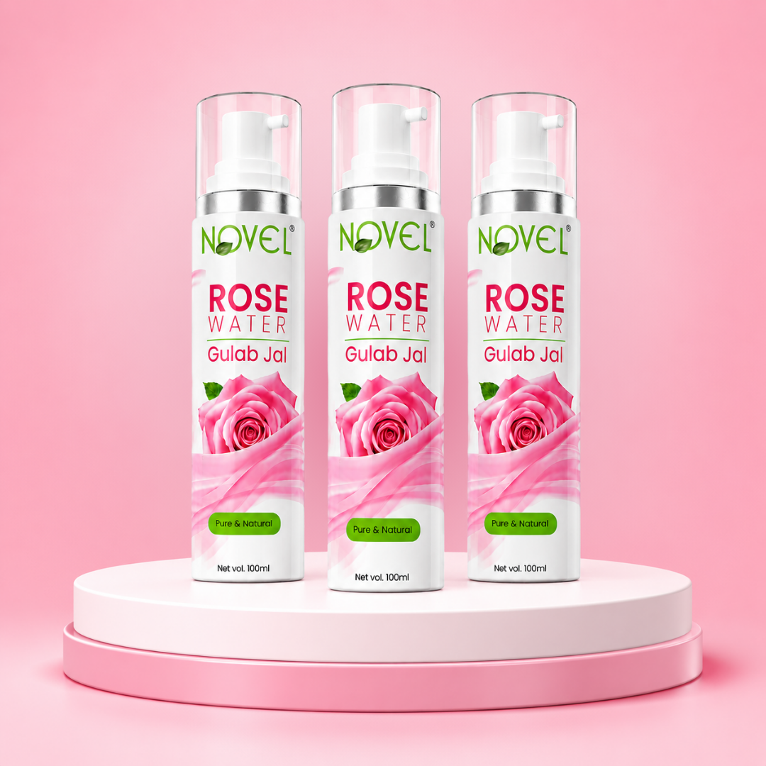 Novel Rose Water | Gulab Jal | 100% Pure & Natural | 100 ml (Pack of 3) – Refreshing Facial Toner & Skin Care Mist | Hydrating, Soothing & Revitalizing Care for All Skin Types