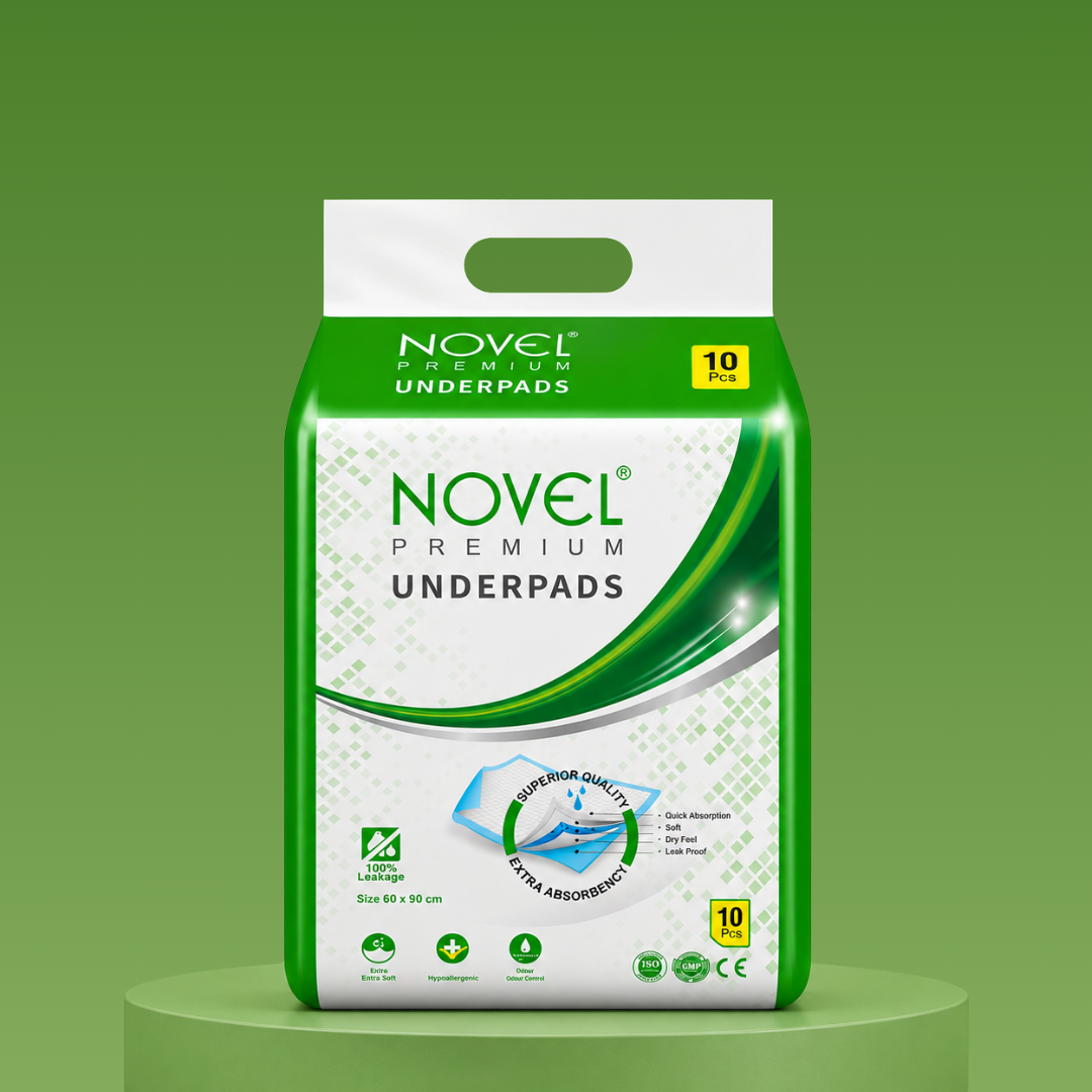 Novel Adult Absorbent Disposable Under Pads (10 Pieces) – Heavy Absorbency Bed & Mattress Protector for Incontinence | Leakproof Sheets, Soft & Skin-Friendly | For Adults, Elderly & Patient Care