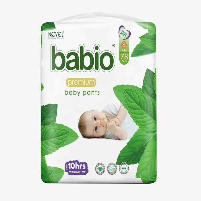 Novel Babio Baby Premium Diaper Pants – Size S (78 Pieces) |Extra Comfort, Leak Protection & Up to 10 Hours Dryness